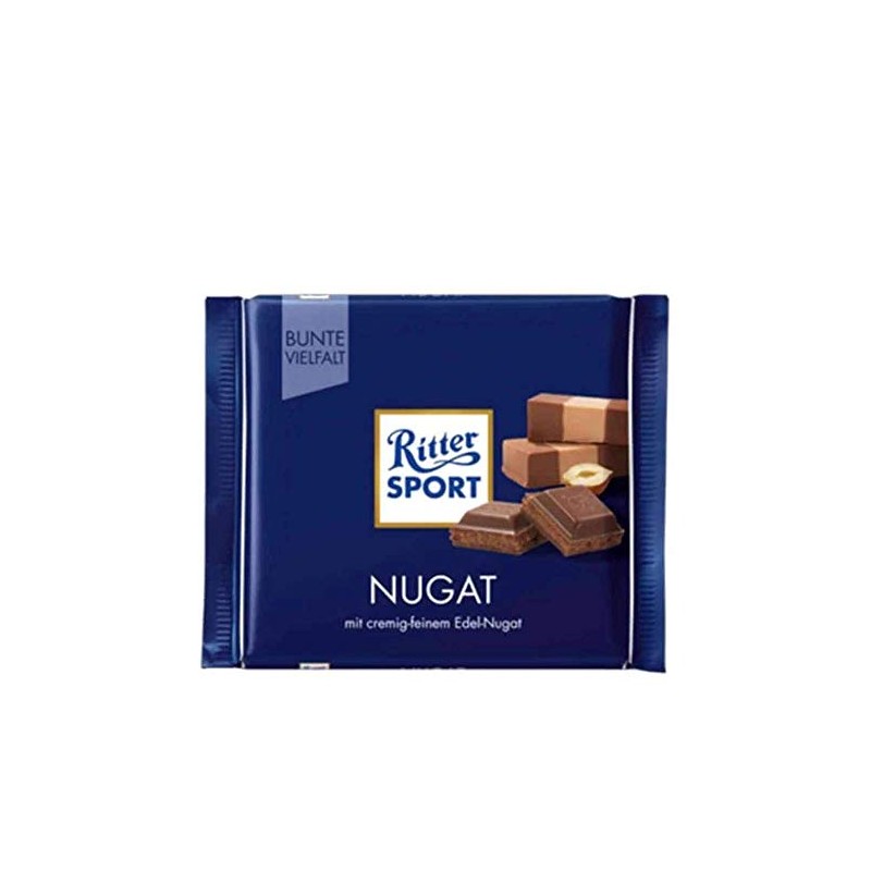 RITTER SPORT CHOC BAR MLK NOUGAT-PRALINE