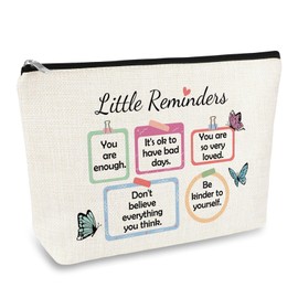 Little Reminders Gifts Makeup Bag Inspirational Motivational Gifts for Women Her Positivity Recovery Gift For Mom Aunt Sister Grandma Coworker Nurse Coach Teacher Cosmetic Bag Birthday Graduation Gift