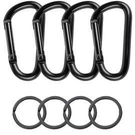 Set of 4 Carabiner Hooks, Aluminium Carabiner Hook, Carabiner Set, Carabiner Hook D-Clip, Carabiner, Carabiner, Carabiner, Carabiner, Black Carabiner, for Ham