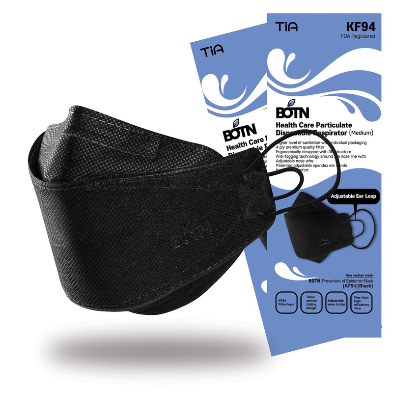 [BOTN] 10pcs Black Plus Size KF94 Protective Safety Face Mask