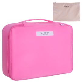 Queboom Travel Makeup Bag Cosmetic Bag Makeup Bag Toiletry bag for women and girls (Light pink)