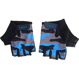 Kids Bike Gloves Anti-Slip Half Finger Cycling Gloves for Children 4-12 Y (Grey)