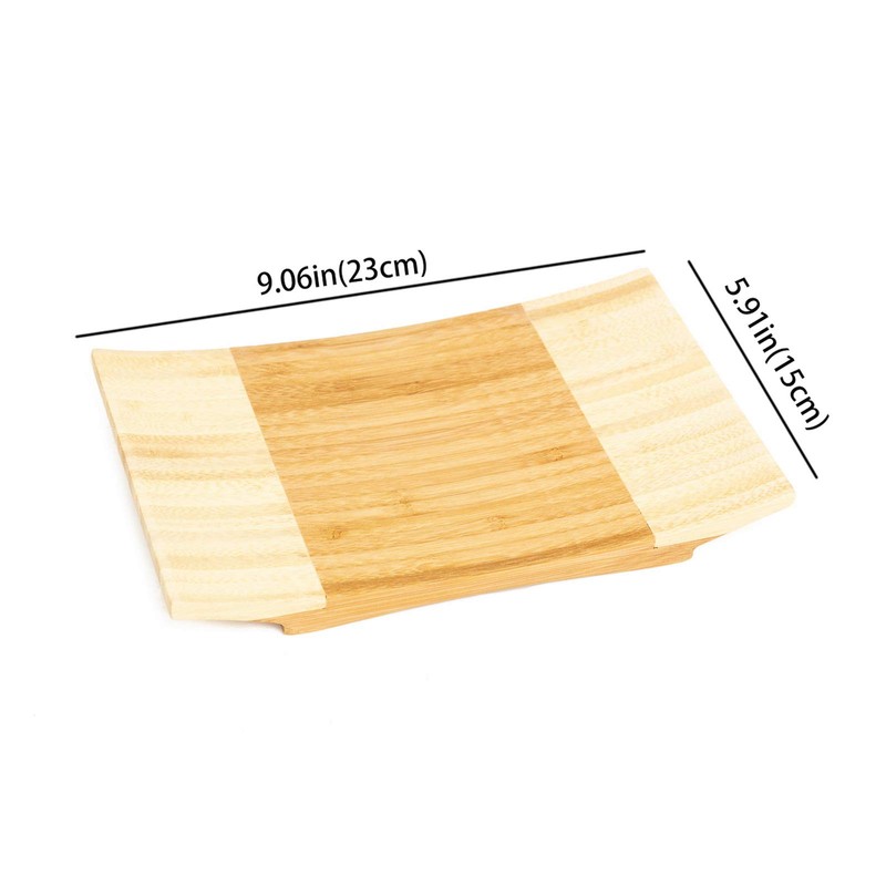 Asian Home Sashimi Sushi Bamboo Curve Serving Geta Plate -