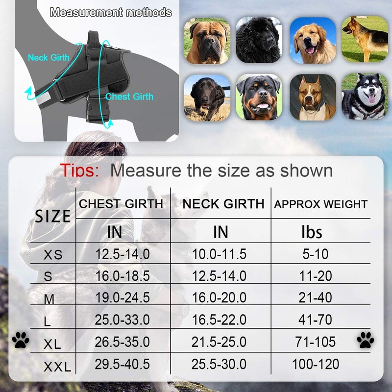 Bolux Dog Harness, No-Pull Reflective Dog Vest, Breathable Adjustable Pet