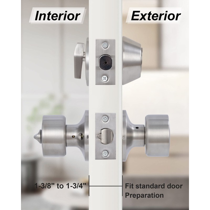 Lanwandeng 3 Sets Keyed Alike Entry Door Knobs and Single