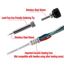 936 Soldering Station Iron Handle Replacement for Hakko – 2PCS with 5 Pin Hole 24V DC 50W DIN Connector – Compatible with HAKKO 907 ESD – Ceramic Heating Core 1321 – Fit Tip Tool Electric Parts Kit