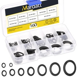 Mardatt 160Pcs M3 M4 M5 M6 M8 M10 M12 M14 M16 Double Side Wedge Locking Washer, Manganese Steel Conical Knurled Spring Washer, Vibration Resistant Safety Washers for Bolts(Black)