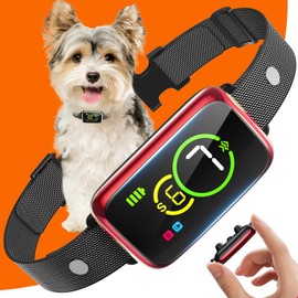 Bark Collar, Dog Bark Collar for Small Medium Mini Dogs, Safe No Shock Barking Collar, Automatic Anti Barking Collar with 4 Adjustable Modes Beep Vibration & 7 Sensitivities IP67 Waterproof Red056