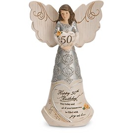 Pavilion Gift Company 82414 Elements Happy 50th Birthday May Today and All of Your Tomorrows be Filled with Joy and Love 6 Inch Angel Figurine