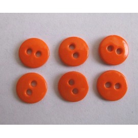 Unbranded 6/pc Buttons small size Diameter=7/16" (11mm). Orange color 2 holes