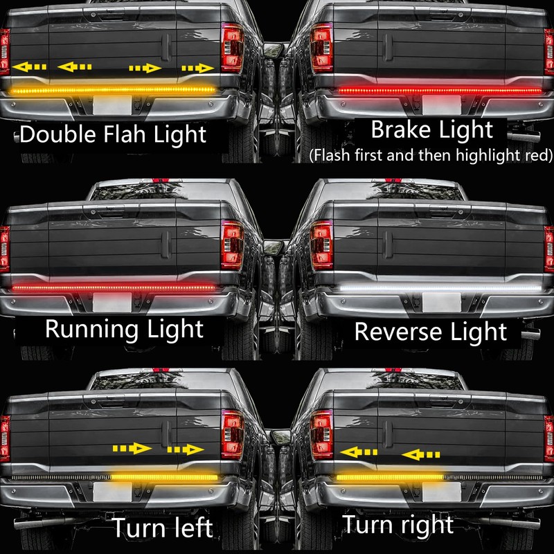 SZSSXPL 48in LED Tailgate Light Strip,Trible Row LEDs Tailgate Light