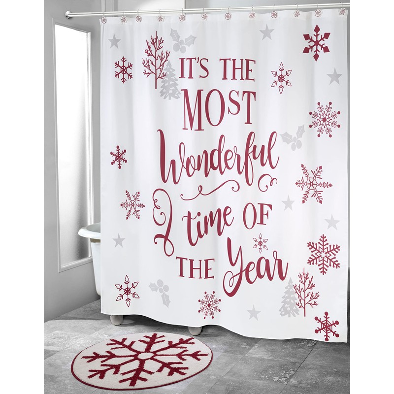 Avanti Linens - Fabric Shower Curtain, Holiday Bathroom Decor (Sparkle