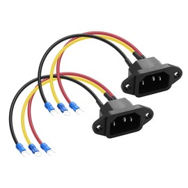 PNGKNYOCN IEC C14 Panel Mount Plug Adapter,10A 250V 3 Pin IEC Power Socket Inlet Module Connector with 3 Wires for Household Appliances or DIY Device（2-Pack）