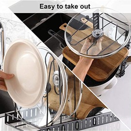 Soporte Para Ollas Y Sartenes Ajustable,Estante Para Ollas,Tapas Y Sartenes,9 Niveles Organizador De Ollas 3 Modos De Montaje,Para Encimera De Cocina 