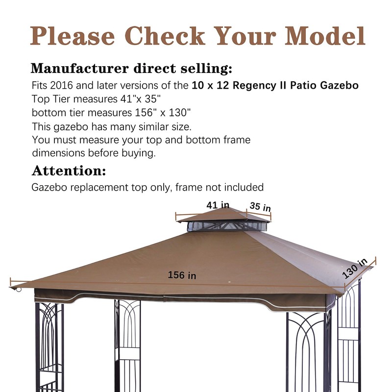 SCOCANOPY Replacement Gazebo Canopy for 10 x 12 Regency II