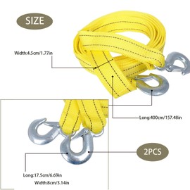 Tow Rope, Car Tow Rope, Emergency Tow Rope, Truck Tow Rope, 5 T, Truck Tow Rope, with 2 U-shaped Hooks and Storage Bag, for Off-Road Recovery, Car Rescue