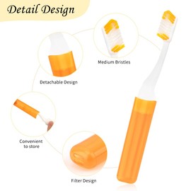 Travel Toothbrush 3Pcs Mini Toothbrush Soft Travel Toothbrush Set Portable Folding Travel Size Toothbrush with Toothbrush Case Individually Wrapped Small Toothbrush for Home Camping, Blue Orange Pink