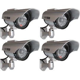 4 x Security Cameras Solar Dummy Outdoor Cameras Dummy Camera Dummy Camera with Lens and Blinkled Video Surveillance Goods Security