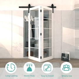 Arti-Life 64" Bifold Sliding Barn Door Hardware Track Kit,Side Mounted Black Roller,Smoothly and Quietly,Assembly Easy,Fit Double 30" Bi-Folding Doors (Door Not Included)