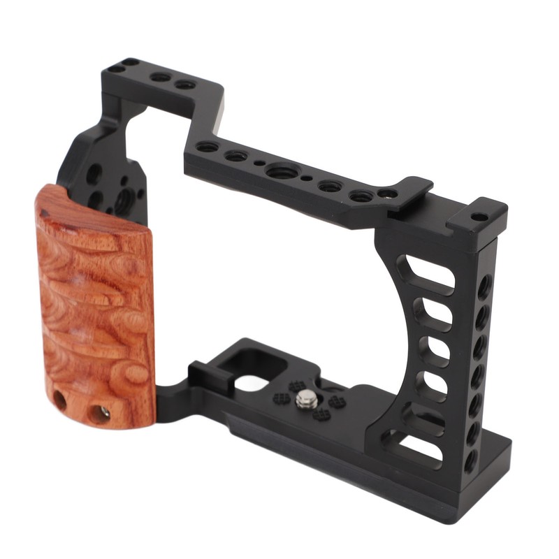 Camera Cage with Wooden Handle for Alpha A7C ILCE 7C
