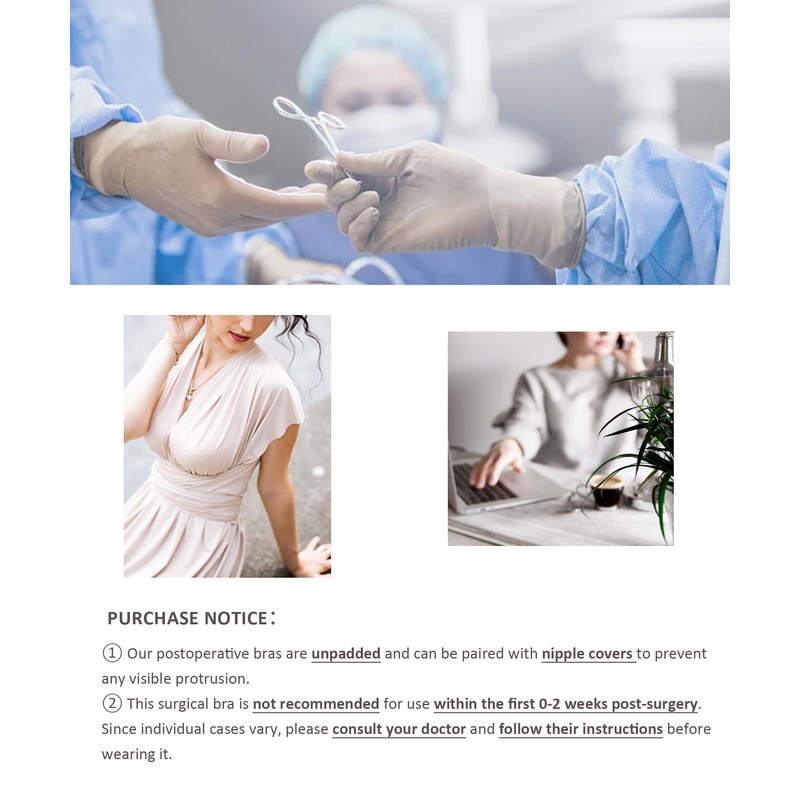 FeelinGirl para Mujeres Post-Surgical Minimizer Bra Breast Augmentation Easy-Care Wireless