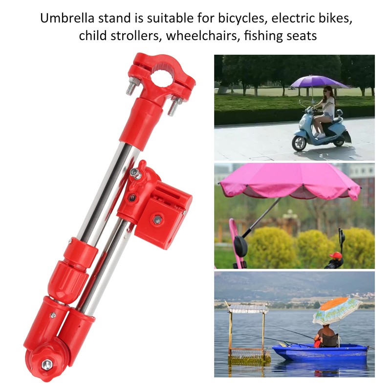 Stainless Steel Bike Umbrella Stand, 360° Adjustable Telescopic Outdoor Umbrella