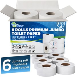 SoNeat 3-Ply Jumbo Toilet Paper Rolls, 9' Commercial Bathroom Tissue, 600 Ft. Long, Fits Standard Dispensers