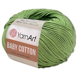 Frida's Wollhaus YarnArt 50 g Baby Cotton Wool Cotton Acrylic Crochet Yarn Knitting Yarn 55 Colours (440 | Moss Green)