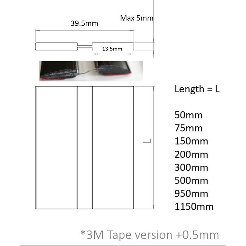 Caterpillar Red 3 x 300mm, Black, (12 inches), Low Profile
