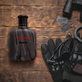 WHISKY BLACK OP Eau de Toilette for Men – Bold and Mysterious Scent with Apple, Pepper and Patchouli – For the Fearless Man – Camouflage Bottle – Made in France by EVAFLORPARIS – 3.4 Fl Oz