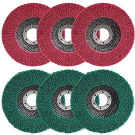 SI FANG 6Pcs 115mm Nylon Fiber Flap Disc Polishing Buffing Wheel, Assorted 180 & 320 Grit Non-Woven Sanding Grinding Wheel Set, 4.5'' x7/8'' Scouring Pad Angle Grinder Discs, Deburring & Rust Removal