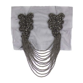 Handmade Beads Floral Tassels Patches Epaulets Shoulder Board Applique Collar Patches Badge for Women Sewing 2 Pieces