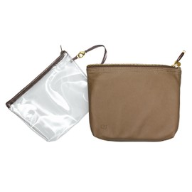 En cabine leather sand Transparent Cosmetic Bag from Quelques jours de plus
