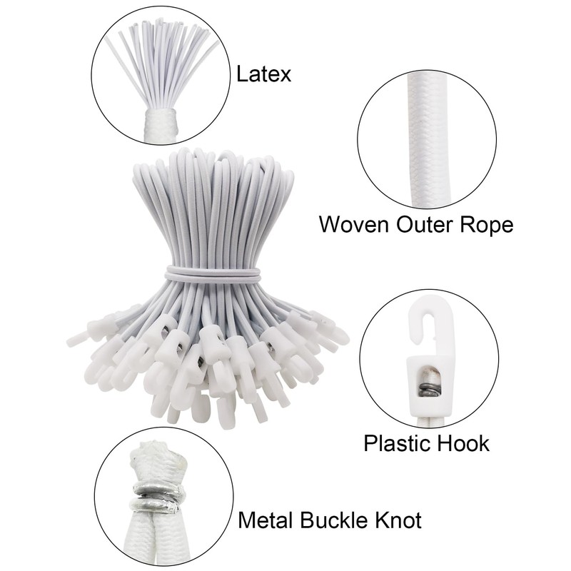 WMZOBH Small Bungee Cords with Hooks 6 Inch, 50 Pcs