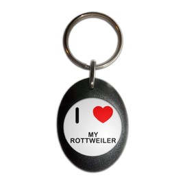 I Love My Rottweiler - Black Plastic Oval Key Ring