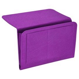 PATIKIL 13in Bedside Caddy, Bed Caddy Bedside Organizer Hanging Soft Felt 5 Pockets Bed Pockets Bedside Storage Organizer Remote Control Holder for Bedroom Phones Glasses, Purple