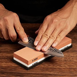 Premium Ultra Fine Whetstone Dual Sided Knife Sharpener 3000/8000 Grit + Nonslip Base Professional Sharpening & Polishing Stone for Straight Razor, Kitchen, Hunting & Pocket Knives, Blades, Tools
