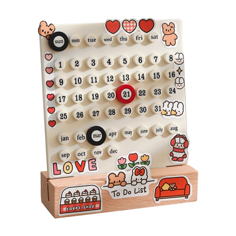 Desk Date Planner Integrated Molding Ring Table Calendar Ornaments for