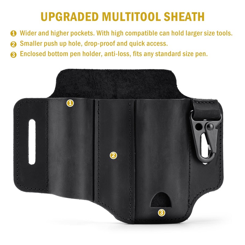 VIPERADE PJ29 Multi-Tool Sheath for Belt, Leather EDC Pocket Organizer