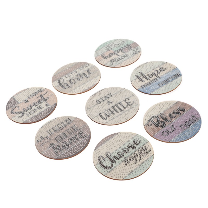 8Pcs Rhinestone Painting Coasters Assorted Style Strong Stickiness Odourless Coaster