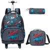 Egchescebo Kids Rolling Backpack for Boys Fossil Dinosaurs Suitcases Trolley