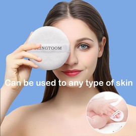SEINGTOOM 3Pcs Powder Puff, 3.93 Inch Powder Puff for Body Powder, Body Powder Puff Large Powder Puff Loose Powder Puffs Soft Velour Body Powder Puff and Container White