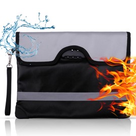 SenaiMy Fireproof Document Bag with Lock, Document Bag with Reflective Strip, Waterproof and Fireproof Bag for Passport, Wallet, Certificates and Valuables (5200°F)