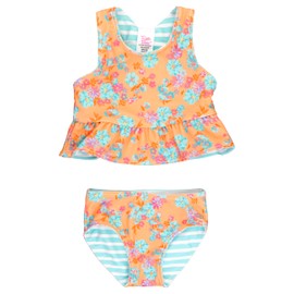 RuffleButts Vibrant Valley Reversible Peplum Tankini - 12-18m