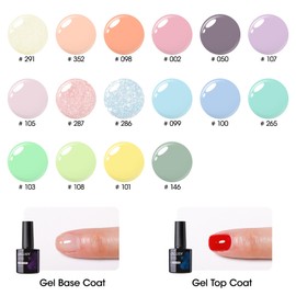 Gellen Gel Nail Polish, 16 Colors Gel Nail Polish Set, Summer Pastel Tones Gel Nail Polish Kit with Gel Top and Base Coat, Glitter U V Gel Nails Polish Kit for Gift