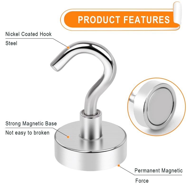MIKEDE N52 Magnetic Hooks for Outdoor Hanging Brackets, 30Lbs High
