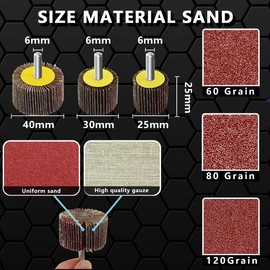 FEIHU Pack of 22 Lamellar Sanders, Sanding Heads, Flap Sander Set, Polishing Disc, 3 Different Sizes, Diameter 25, 30, 40 mm (Grit 60, 80, 120) for Grinding Attachment Cordless Screwdriver Wood, Metal