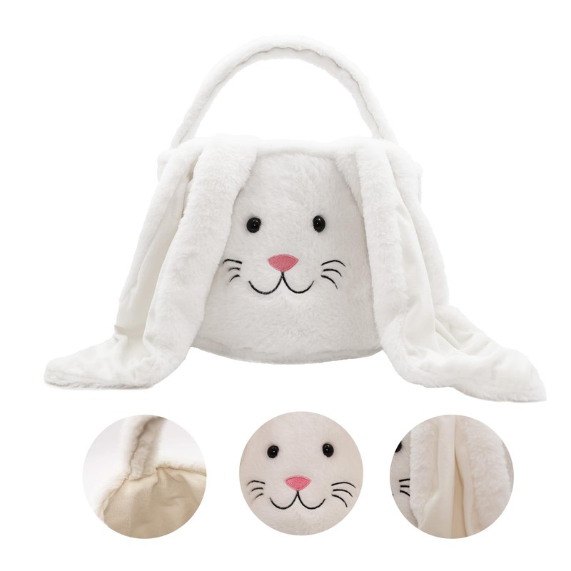 KEGOZ Plush Easter Basket, Bunny Easter Buckets, Easter Gift Bags
