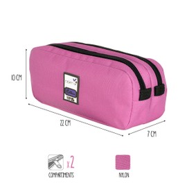 Viquel - Teknik Girl Federmäppchen, 2 Fächer, großes Fassungsvermögen, Rosa