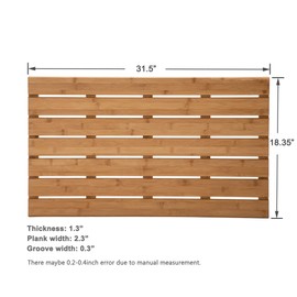 GOBAM Bamboo Bath Mat, Extra Large, 31.50 x 18.35 x 1.3 inches - Non-Slip Floor Mat for Bathroom, Spa, Sauna, Kitchen, Indoor & Outdoor Spaces, Shower Mat for Bathroom Decor - Natural